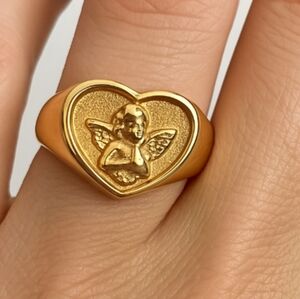 REVOLVE Gold tone Stainless steel Heart Angel Ring